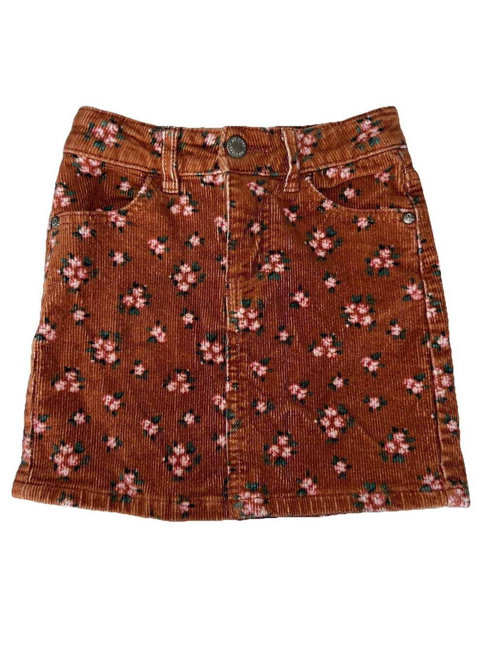 Art Class Girls S 6/6XDusk Orange Floral Adjustable Waist Corduroy Skirt EUC